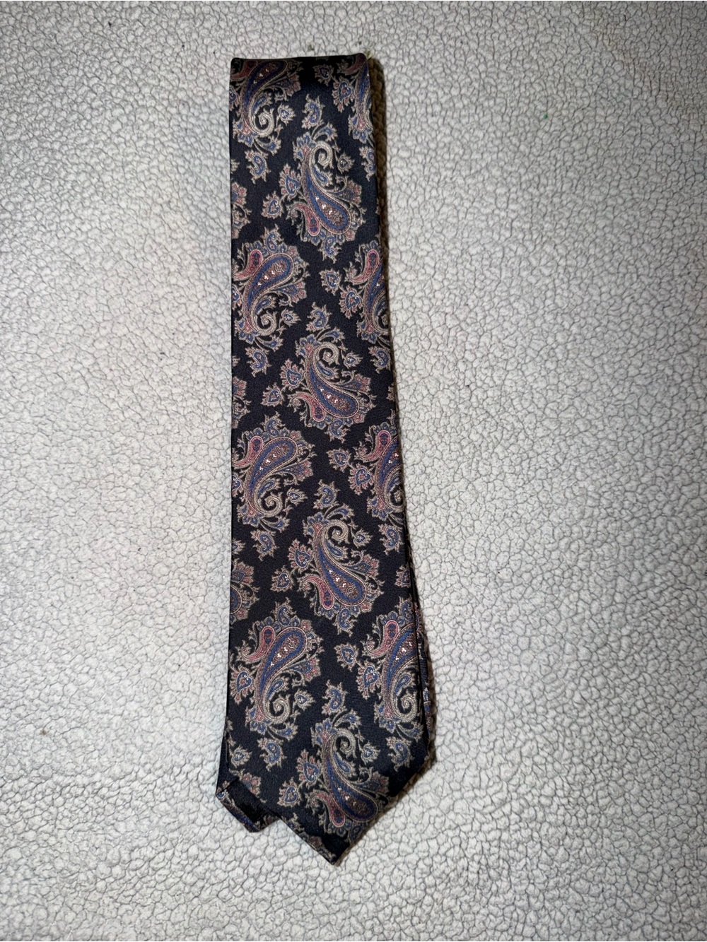 Black Paisley Men's Silk-Blend Tie with Subtle Multicolor Accents